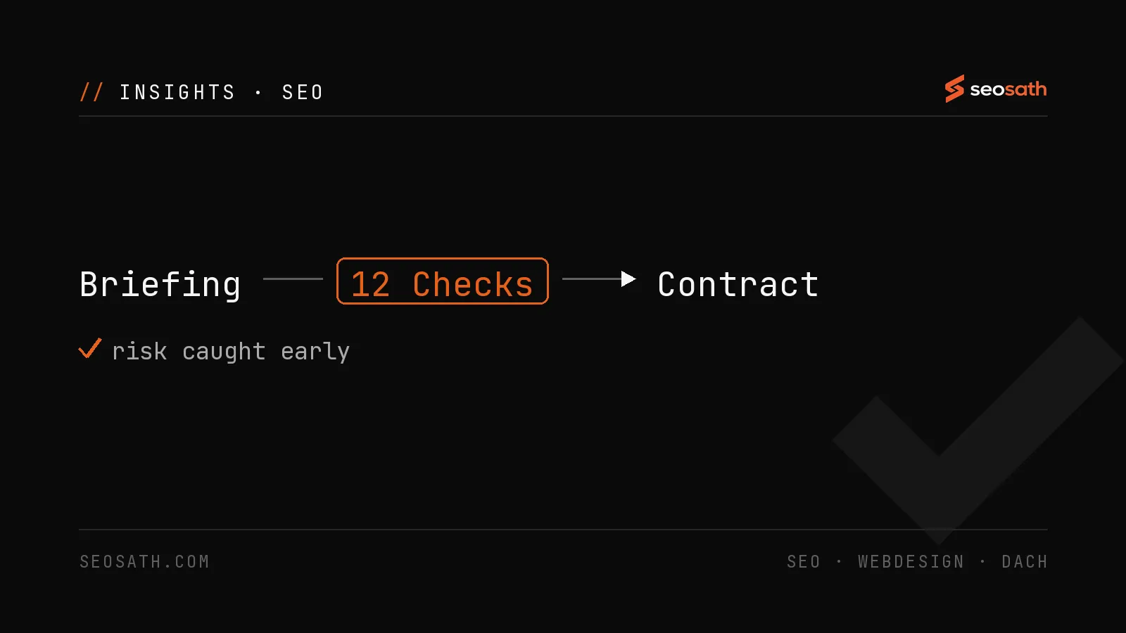 Diagram: checklist before hiring a web agency, risk caught early - seosath
