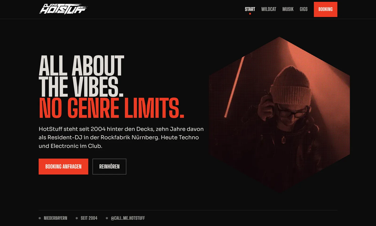 Homepage of hotstuff-djane.de, hero section